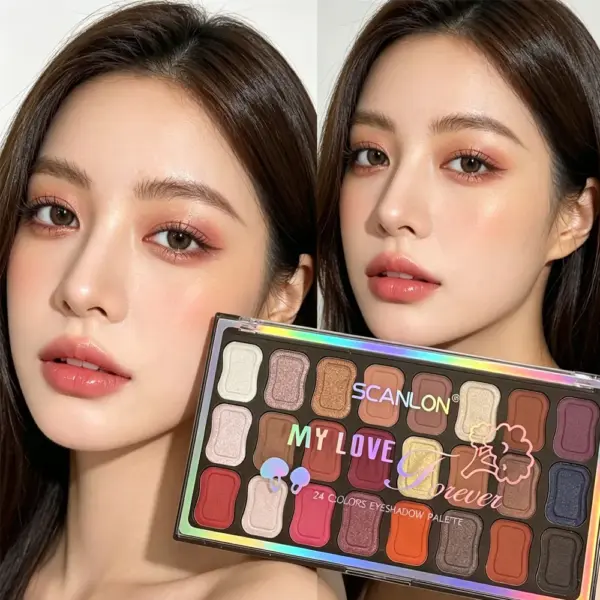2-6 24-Color Eyeshadow Palette -Long-lasting Wear Multi-Use Powder for Eye