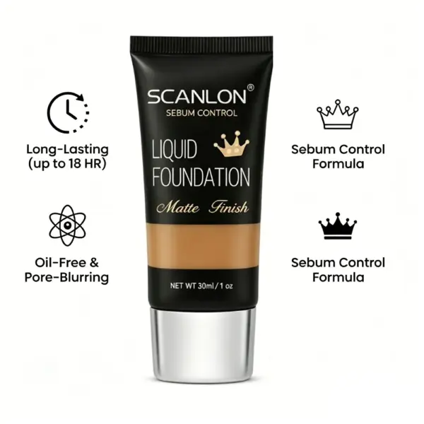 7-5 SCANLON Matte Foundation: Oil-Control & Long-Lasting 30ml