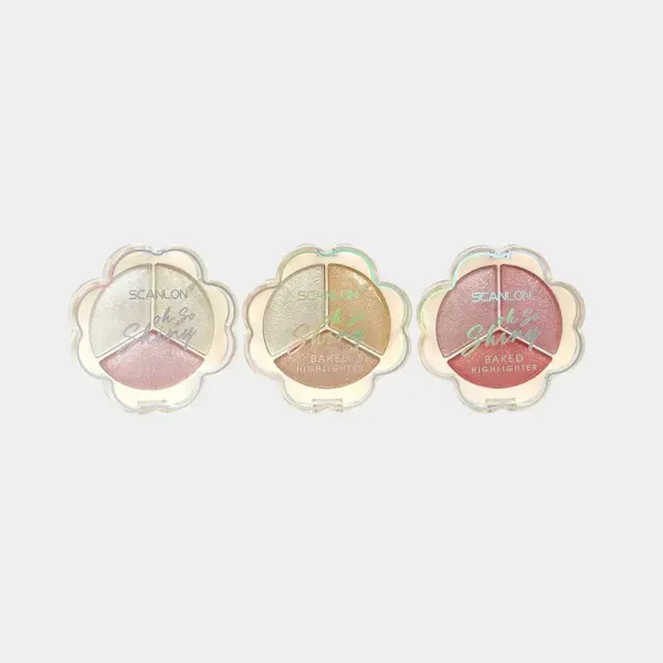 8-1 SCANLON Shiny Baked 3 Shade Glow Highlighter Palette