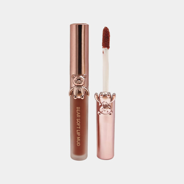 唇釉-3 Cute Bear Soft Matte Lip Mud - Long-Lasting Velvet Lip